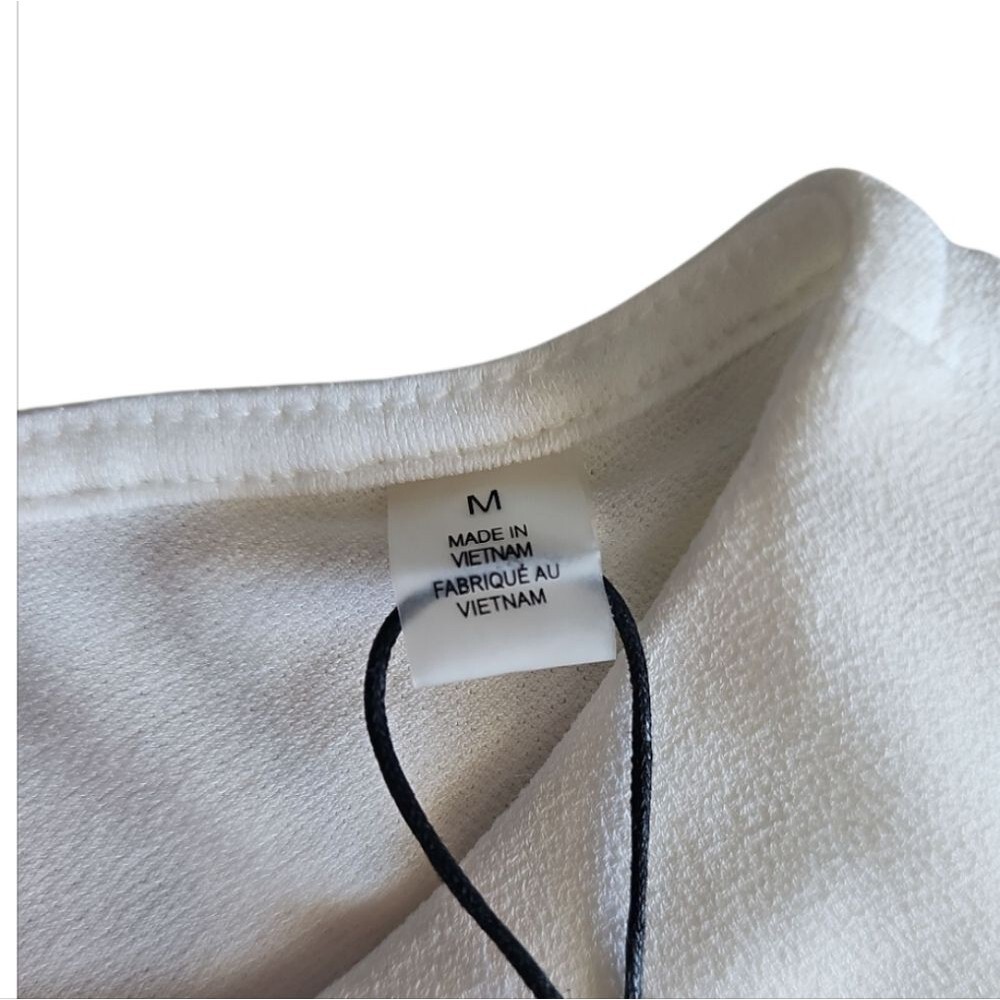 Tahari White Draped V Neck Blouse Women’s M Minimalist Workwear Top NWT - Picture 8 of 15